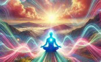 vibrant scene showing a person meditating.png