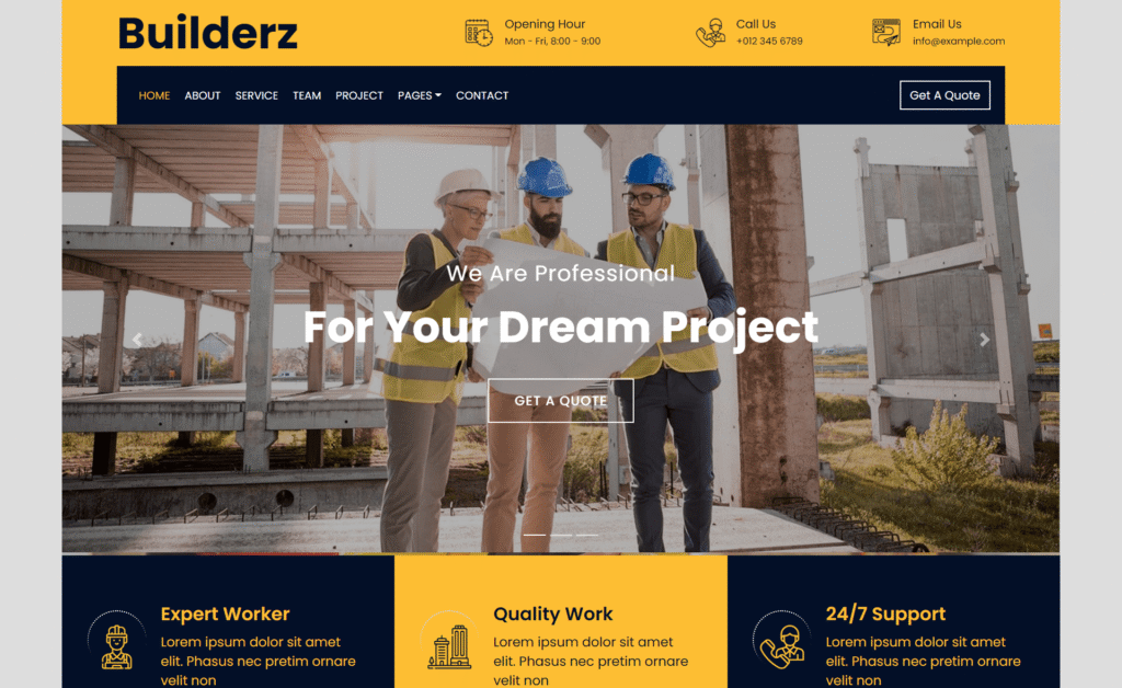 construction builders web design company