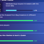 Eliminate Bugs beyond 10 meters with the O.X.R. Rifle (10 eliminations)