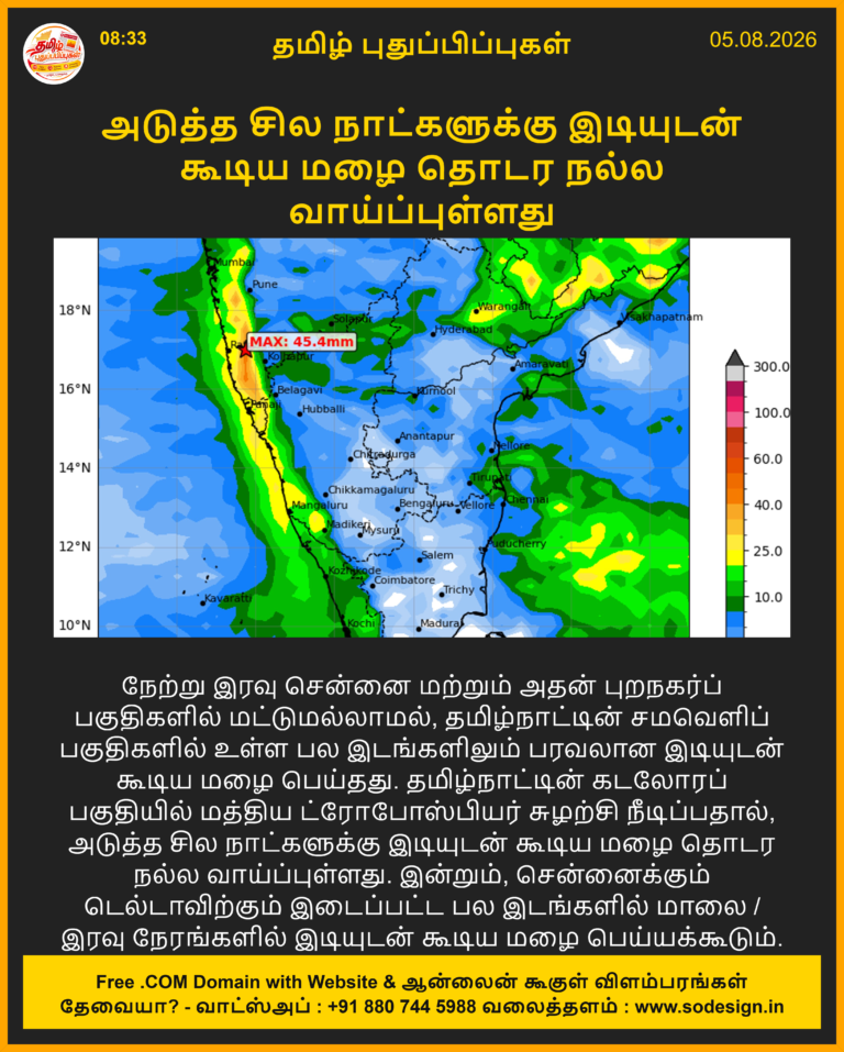 Heavy Thunderstorms to Chennai and Tamil Nadu