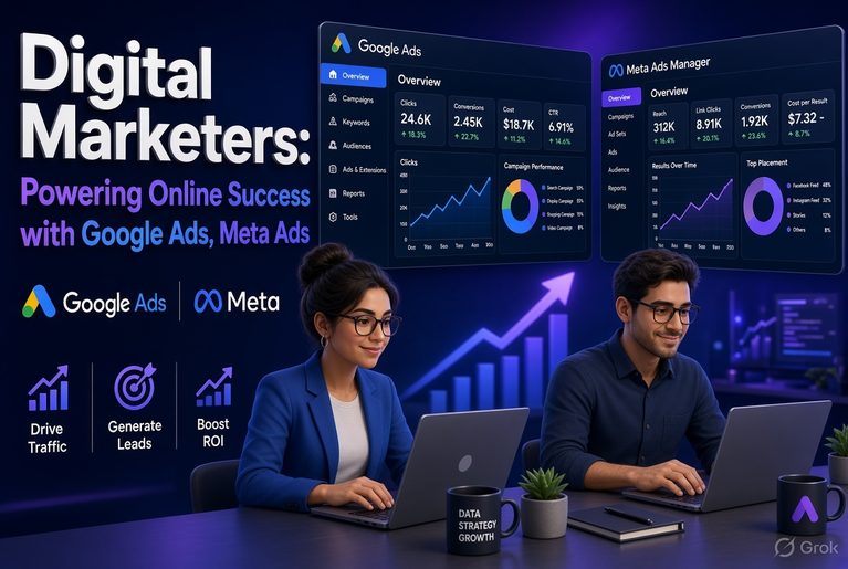 Digital Marketers Powering Online Success with Google Ads, Meta Ads