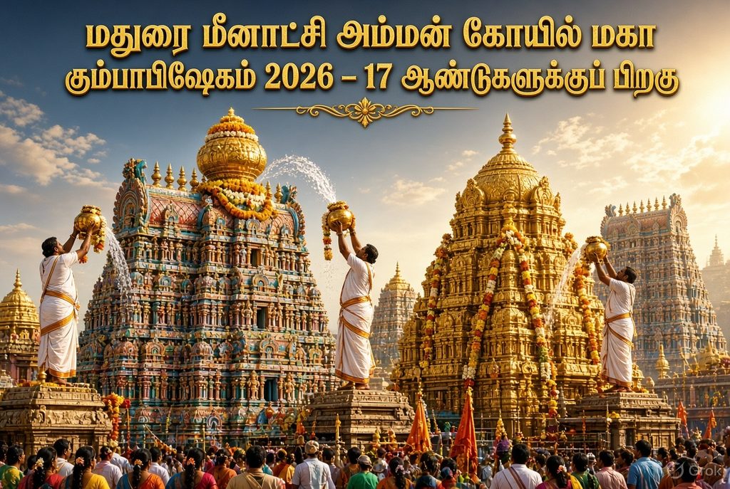 மதுரை மீனாட்சி அம்மன் கோயில் 17 ஆண்டுகளுக்குப் பிறகு மகா கும்பாபிஷேகம்
