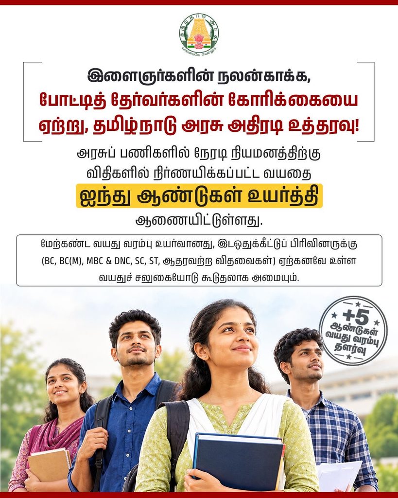 Age limit for TamilNadu Government jobs